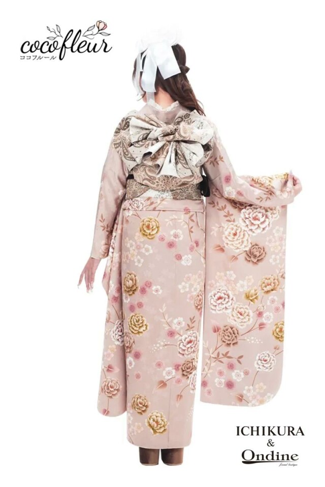 振袖専門店 一蔵の振袖 /ピンク色/ベージュ色/キュート/牡丹柄/ OE
