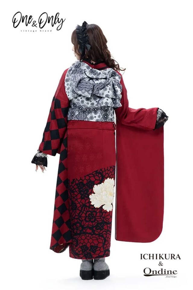 振袖専門店 一蔵の振袖 /赤色/黒色/クール/市松柄/ OE-1392 | My振袖