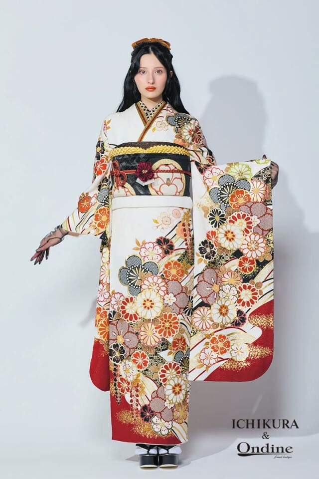 振袖専門店 一蔵の振袖 /白色/赤色/古典/菊柄/ OE-1323 | My振袖
