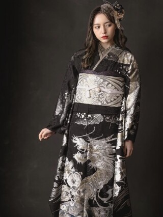 BLACKフリル_振袖_84751 | 神楽呉服店 by #振袖gram