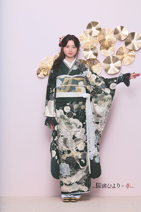 ウメショウの振袖 /黒色/古典/鶴柄/ 桜田ひより×葵衣 2 | My振袖