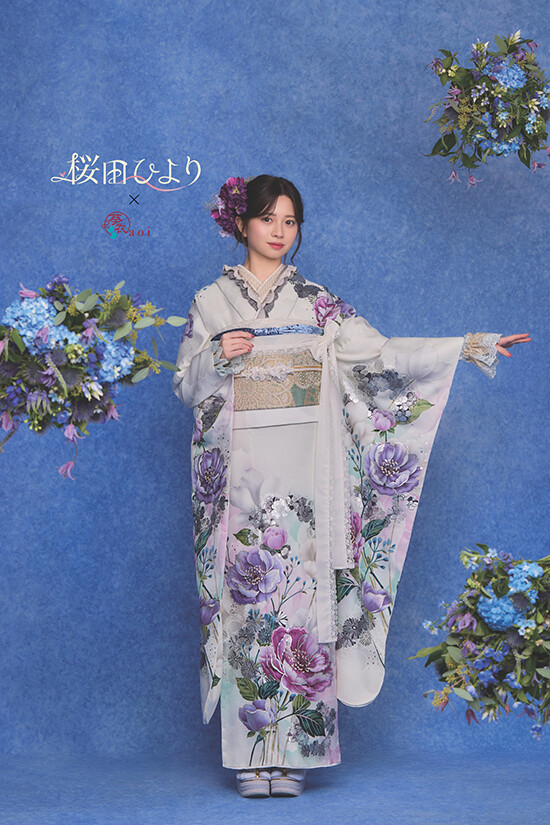 ウメショウの振袖 /グレー色/エレガント/花柄/ 桜田ひより×葵衣 4 | My振袖