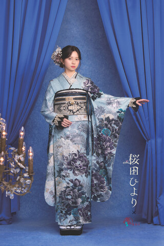 ウメショウの振袖 /水色/古典/牡丹柄/ なえなの | My振袖