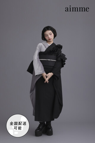 aimオリジナル振袖　バイカラーフリル グレー_振袖_96428 | aimme