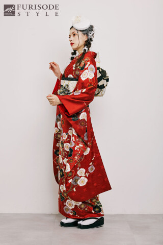 【MK-1308】赤地に梅の花を散りばめ薫りたつ艶やかさ_振袖_52529 | FURISODE　STYLE　まるやま・京彩グループ