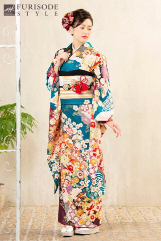 【MK-1108】中縹色（なかはなだ）古典華文様_振袖_53101 | FURISODE　STYLE　まるやま・京彩グループ