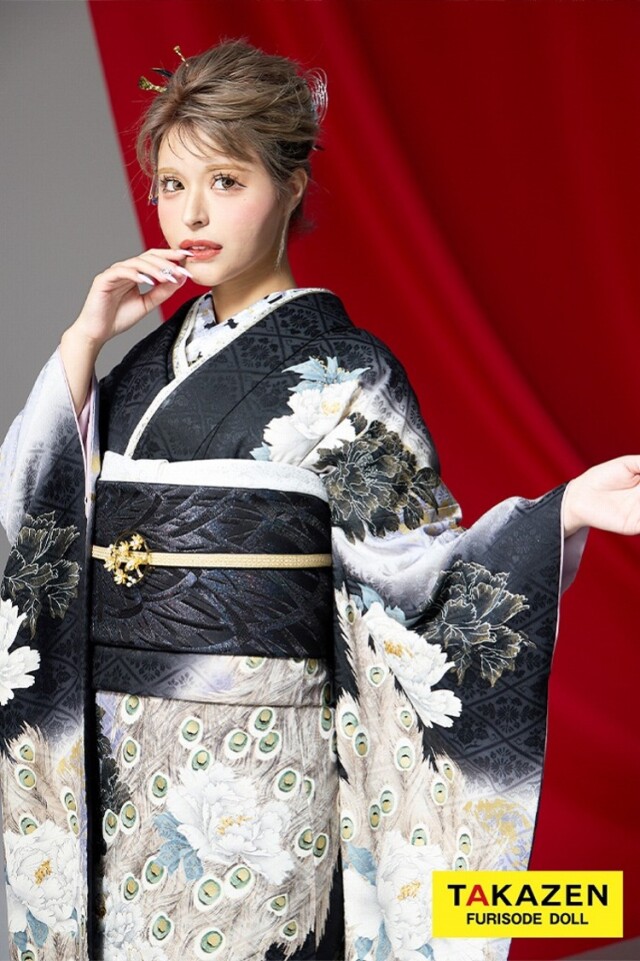 TAKAZENの振袖 /白色/黒色/クール/その他/ ジャパンモード 黒/グレー