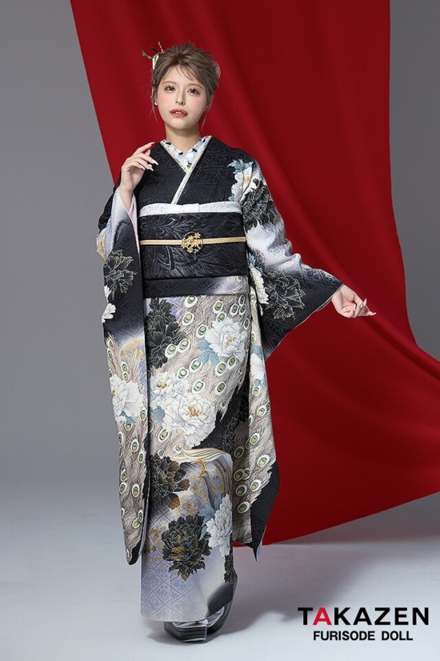 TAKAZENの振袖 /白色/黒色/クール/その他/ ジャパンモード 黒/グレー