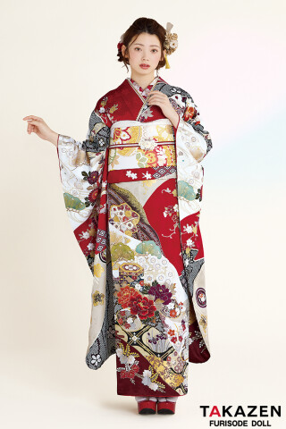 TAKAZENの振袖 /白色/オレンジ色/古典/その他/ プレミアム古典 吉澤
