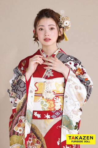 ☆ 振袖 色鮮やかな花模様 牡丹 桔梗 金彩 鳥の子色 K-4159 ☆ 振袖 色鮮やかな花模様 牡丹 桔梗 金彩 鳥の子色 K-4159