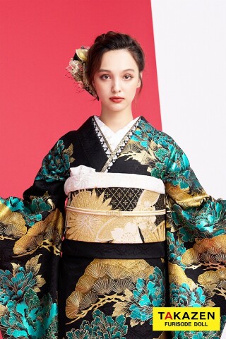 【3/19】振袖☆洋画風薔薇柄（緑色） ハートのバラ洋風緑無地 | 京都・大阪で振袖・前撮りのことなら