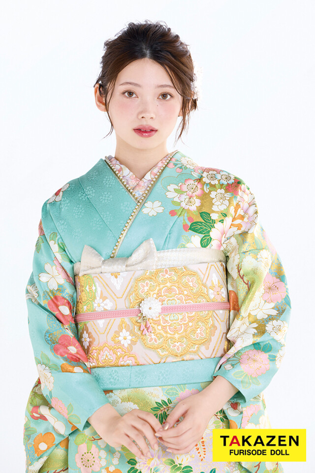 TAKAZENの振袖 /水色/古典/花柄/ 最新作プレミアム古典 水色/淡い色 菊
