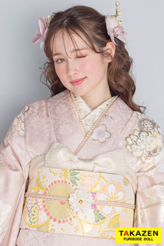 TAKAZENの振袖 /ピンク色/エレガント/桜柄/ 最新作くすみカラー古典