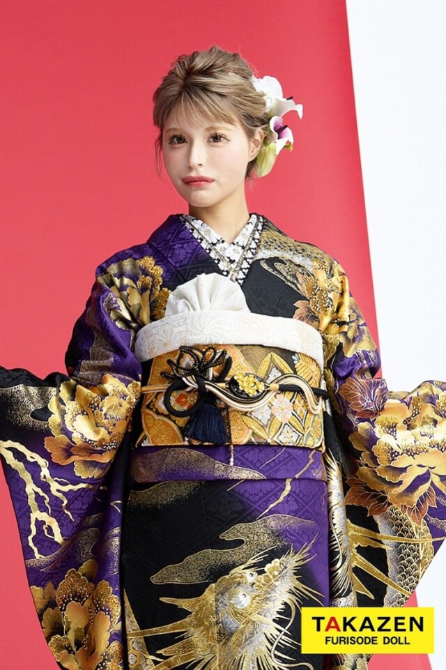 TAKAZENの振袖 /紫色/黒色/グラマラス/その他/ ジャパンモード 紫/黒