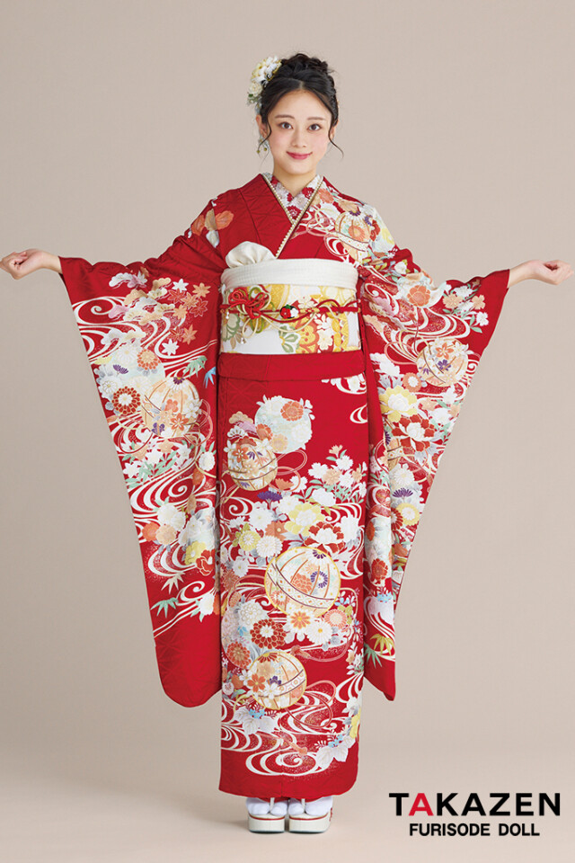 TAKAZENの振袖 /赤色/その他色/古典/花柄/ 最新作正統派古典 ピンク 鞠