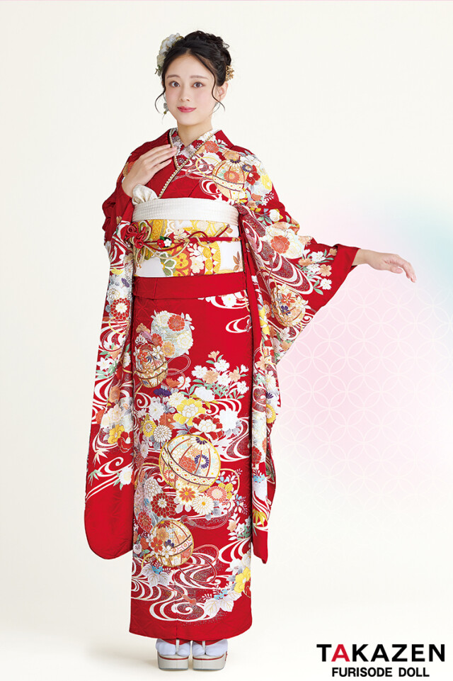 TAKAZENの振袖 /赤色/その他色/古典/花柄/ 最新作正統派古典 ピンク 鞠