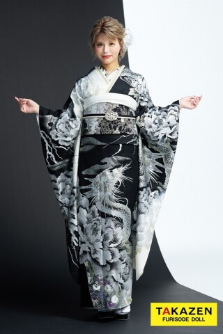 黒白染め分け　シルバーの龍の振袖フルセット 黒白染め分け シルバーの龍の振袖フルセット 商品一覧｜【全国対応