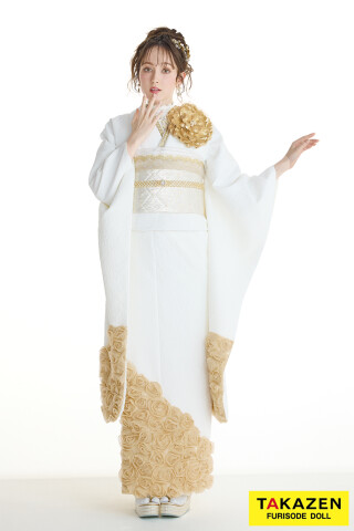 最新作ヘップバーンローズ　白金/ゴールド　薔薇　立体花　最先端　エレガント　きれいめ　レースインナー　ゴージャス　周防ジゼル【通販可】27008