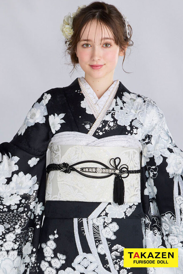 TAKAZENの振袖 /黒色/白色/古典/熨斗柄/ 最新作高級古典 黒/白