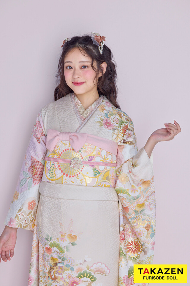 TO BE CHIC ピンクベージュ　お袖スカラップのかわいいワンピース　44 TO BE CHIC ピンクベージュ お袖スカラップのかわいいワンピース 44