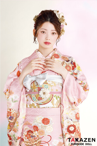 TAKAZENの振袖 /白色/赤色/古典/花柄/ 最新作正統派古典 ピンク 鞠柄