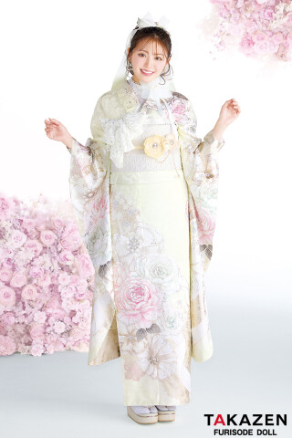 TAKAZENの振袖 /黄色/クール/無地柄/ ヴィンテージスタイル からし