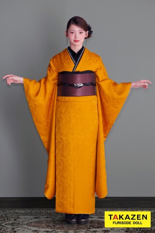 TAKAZENの振袖 /黄色/クール/無地柄/ ヴィンテージスタイル からし