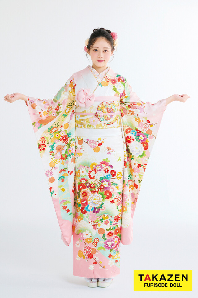 振袖帯　菊花　道長菊散らし文　鹿の子　菱　桜　華やか　着物　052a d 振袖帯 菊花 道長菊散らし文 鹿の子 菱 桜 華やか 着物 052a d