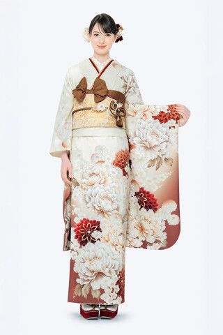 ふりそでMODE ウェディングボックスの振袖 /ベージュ色/古典/花柄