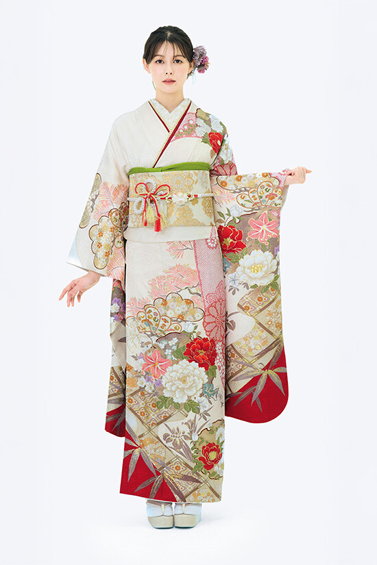 ふりそでMODE ウェディングボックスの振袖 /白色/古典/花柄/ I908 | My振袖