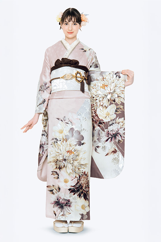 ふりそでMODE ウェディングボックスの振袖 /グレー色/エレガント/花柄