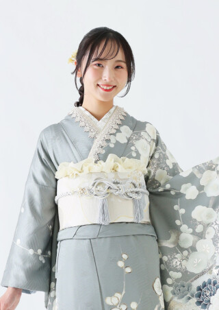 FURISODE ARCの振袖 /グレー色/シルバー色/古典/花柄/ 24-1280