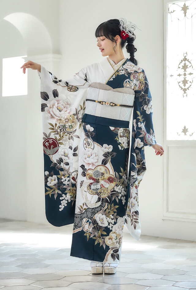 振袖1番館 スタジオB'Mの振袖 /紺色/古典/梅柄/ LM602 | My振袖