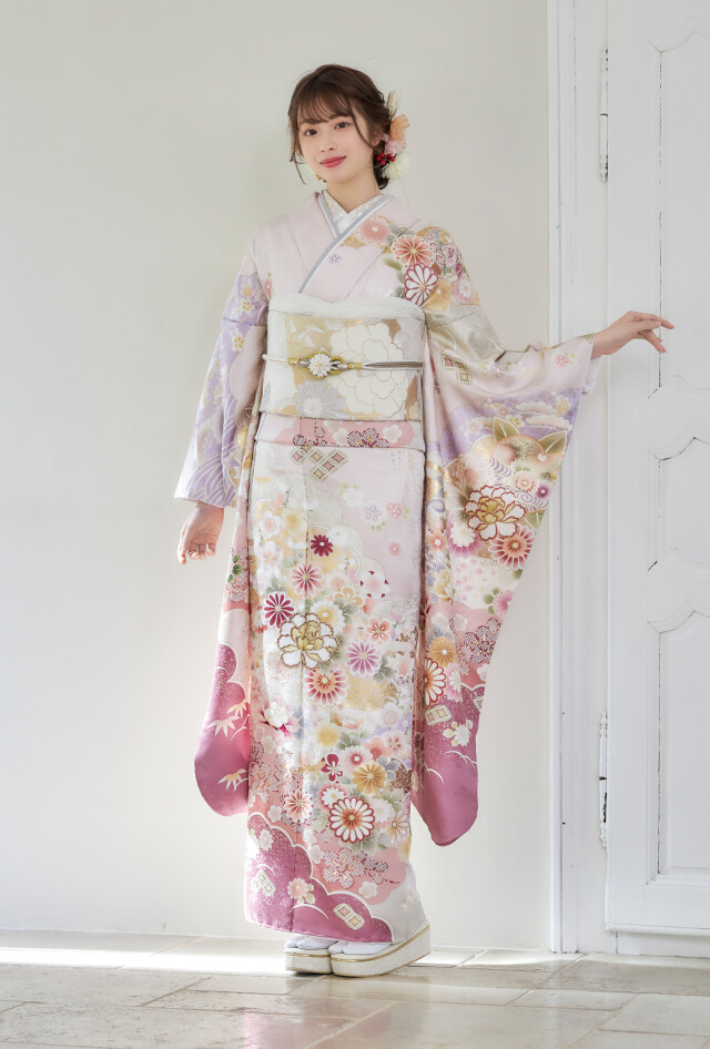 振袖1番館 スタジオB'Mの振袖 /ピンク色/紫色/古典/菊柄/ LM605 | My振袖