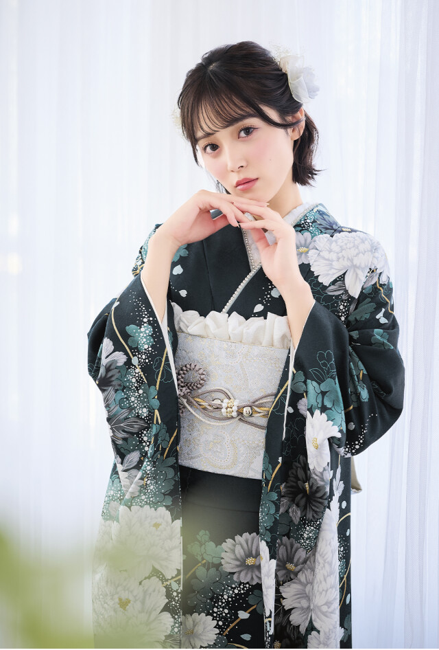 振袖1番館 スタジオB'Mの振袖 /緑色/エレガント/菊柄/ JM15 | My振袖