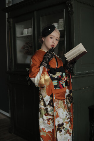 振袖 身長157-172cm オレンジ 正絹　可愛らしい雰囲気 振袖 身長157-172cm オレンジ 正絹 可愛らしい雰囲気 レディース