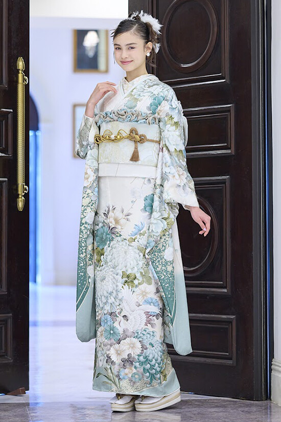 511z9〇きものやまと 色無地振袖 身幅広め 地紋 青〇美品 成人式 結婚式 511z9〇きものやまと 色無地振袖 身幅広め 地紋 青〇美品 成人式 結婚