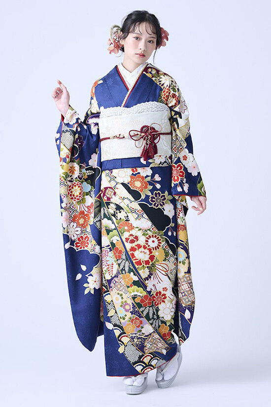 KIMONO＆の振袖 /青色/古典/熨斗柄/ KIMONO＆ 振袖60015 | My振袖