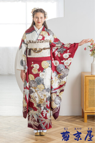 No.87161 えんじ色と白の松竹梅