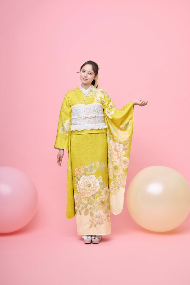 三井屋の振袖 /黄色/その他色/キュート/花柄/ フリンク311 | My振袖