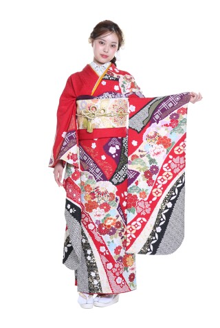 とみひろ振袖いちばん館の振袖 /水色/ピンク色/キュート/牡丹柄/ T-178