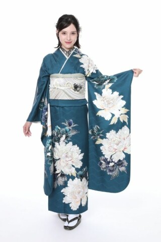 とみひろ振袖いちばん館の振袖 /白色/青色/古典/桜柄/ T-182 白 | My振袖