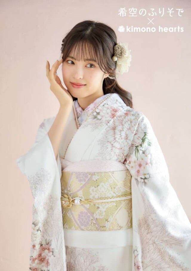 キモノハーツ／kimono heartsの振袖 /白色/古典/牡丹柄/ SB-1 希空の