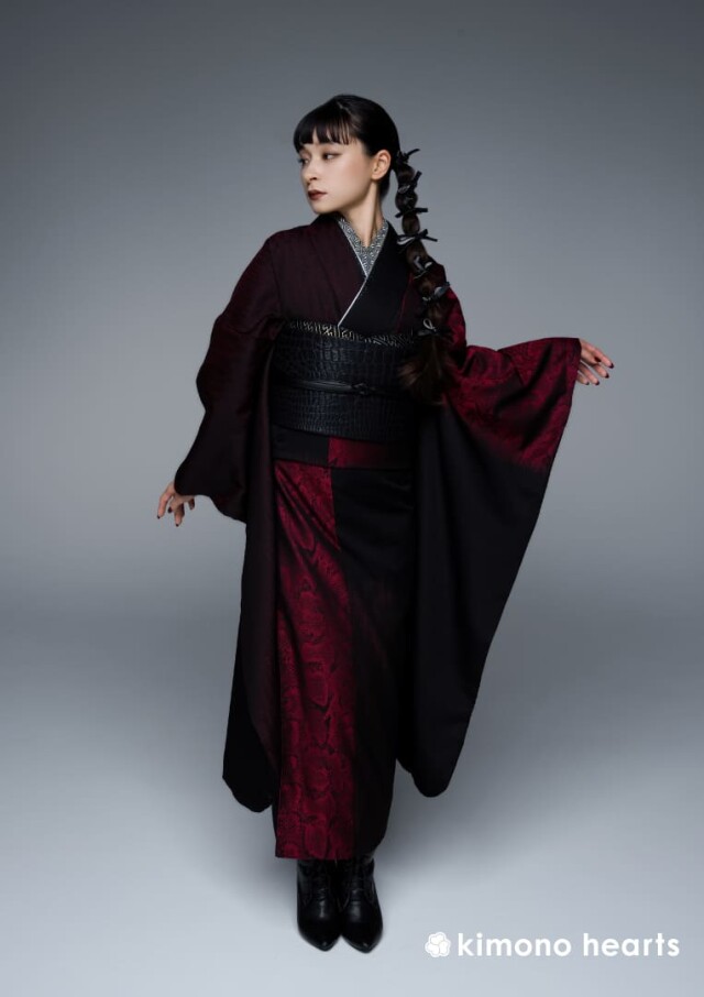 キモノハーツ／kimono heartsの振袖 /赤色/黒色/クール/その他/ KH-586