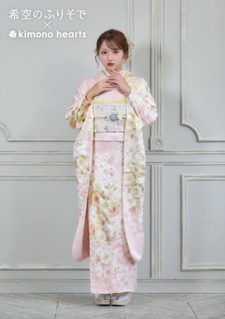 237 希少 辻が花 友禅 振袖フルセット正絹 木下勝功 一点物 ピンク 裄68 237 希少 辻が花 友禅 振袖フルセット正絹 木下勝功 一点物 ピンク 裄