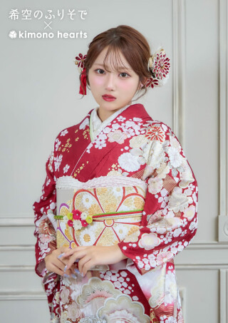 キモノハーツ／kimono heartsの振袖 /赤色/キュート/松竹梅柄/ SB-9 希