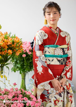 振袖 身長152-167cm 赤 re-078 振袖 身長152-167cm 赤 re-078