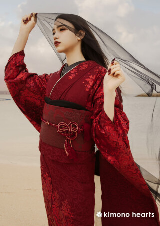 キモノハーツ／kimono heartsの振袖 /赤色/クール/無地柄/ KH-569 | My振袖