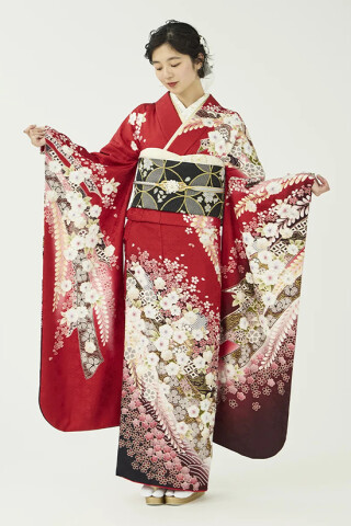 502z20〇振袖 辻が花文様 梅 金彩 地紋 グレー〇美品 成人式 結婚式 502z20〇振袖 辻が花文様 梅 金彩 地紋 グレー〇美品 成人式 結婚式