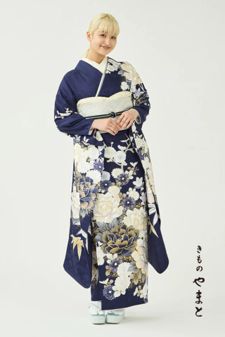 振袖／白昼夢の花／留紺_振袖_61760 | きものやまと